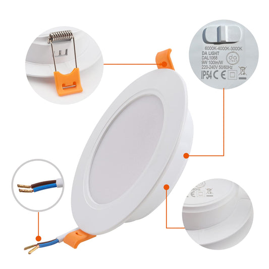 as LIGHT LED recessed lights 230V flat 9W 6er set, Radiant recessed lights, Bathroom spot 3000/4000/6000K, Ceiling spotlight IP54 for bathroom living room kitchen bedroom (White x 6)