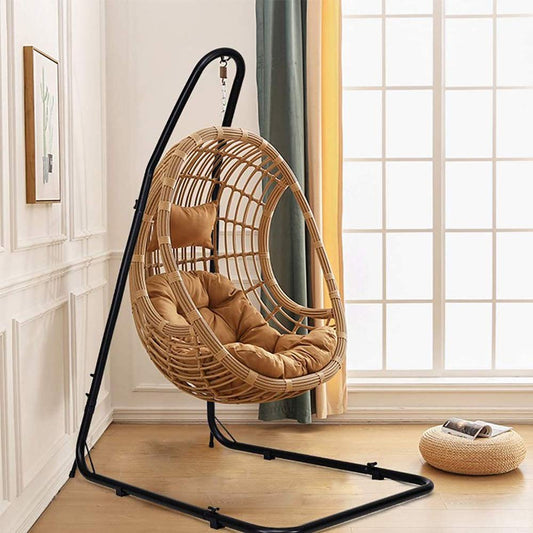 Hanging chair made of metal, hammock chair on stand, indoor hammock, adjustable height (200 - 250 cm), for garden, balcony, bedroom, max load 150 kg, Style C