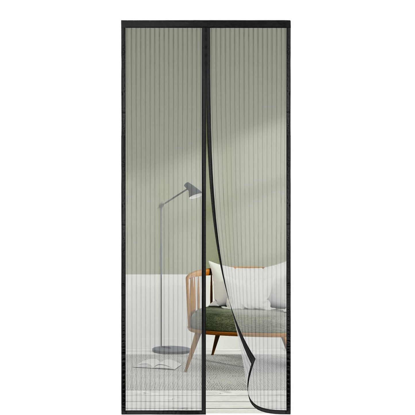 Mesh Screen Door 160x210, SHA2WEN Black Screen Door, Enjoy the summer with your family.