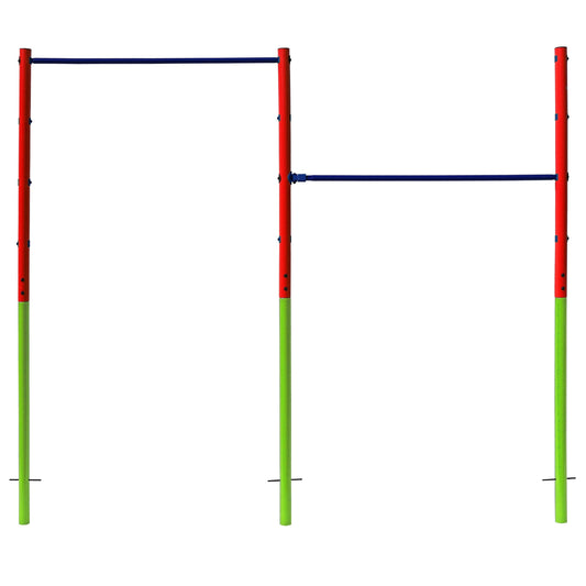 BEST SPORTING Monkey Bars for Garden | Monkey Bar Outdoor Climbing Pole for Kids and Adults | Adjustable Height Outdoor Climbing Bar in Green-Red-Blue | Kids' Gymnastics Equipment for Garden Fun | Double - 241cm