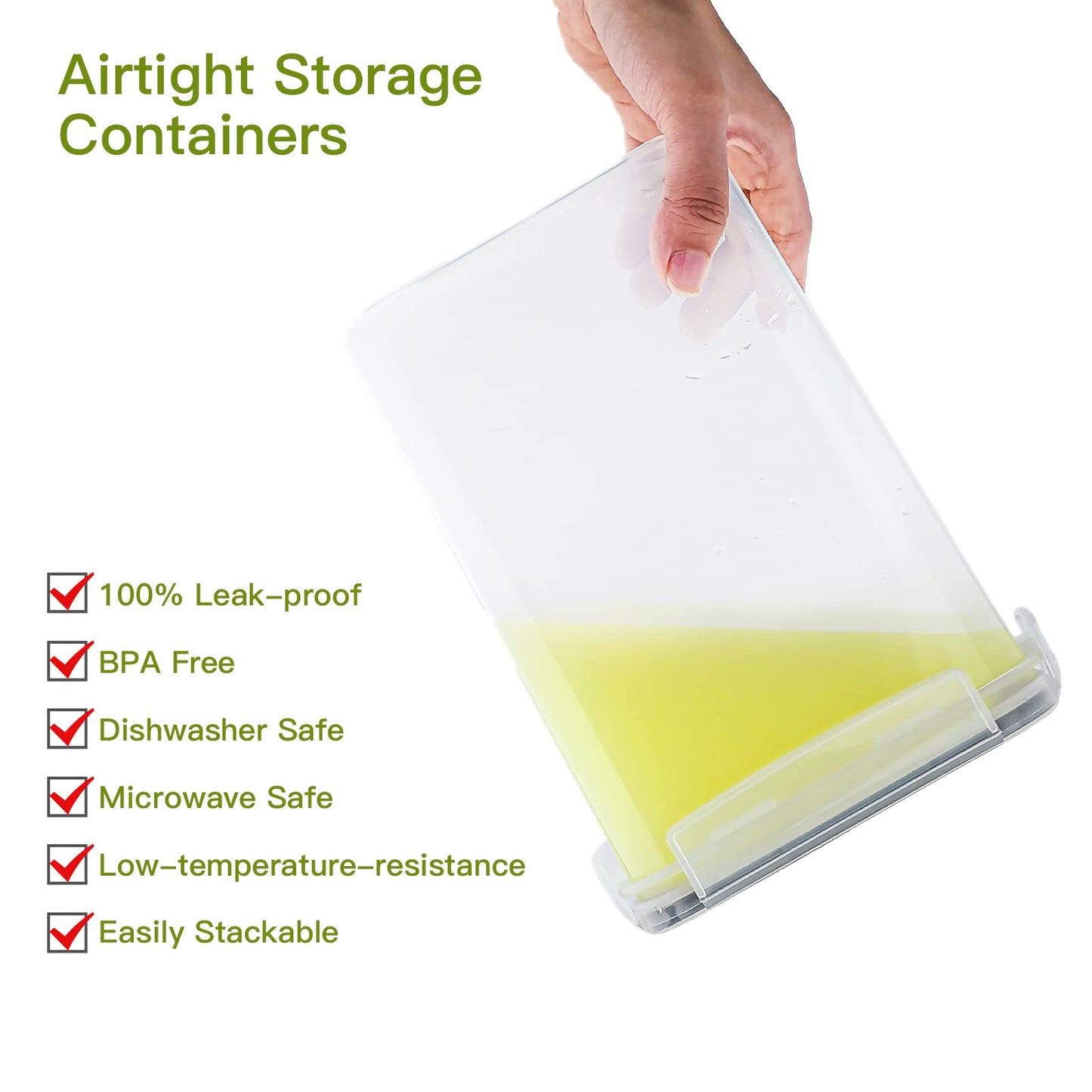 Without Vorratsdosen Airtight 16 Piece Set, Storage Box Kitchen with Plastic Lid, Container Organizer for Flour Cereal Cornflakes (2L 1.6L 0.8L)