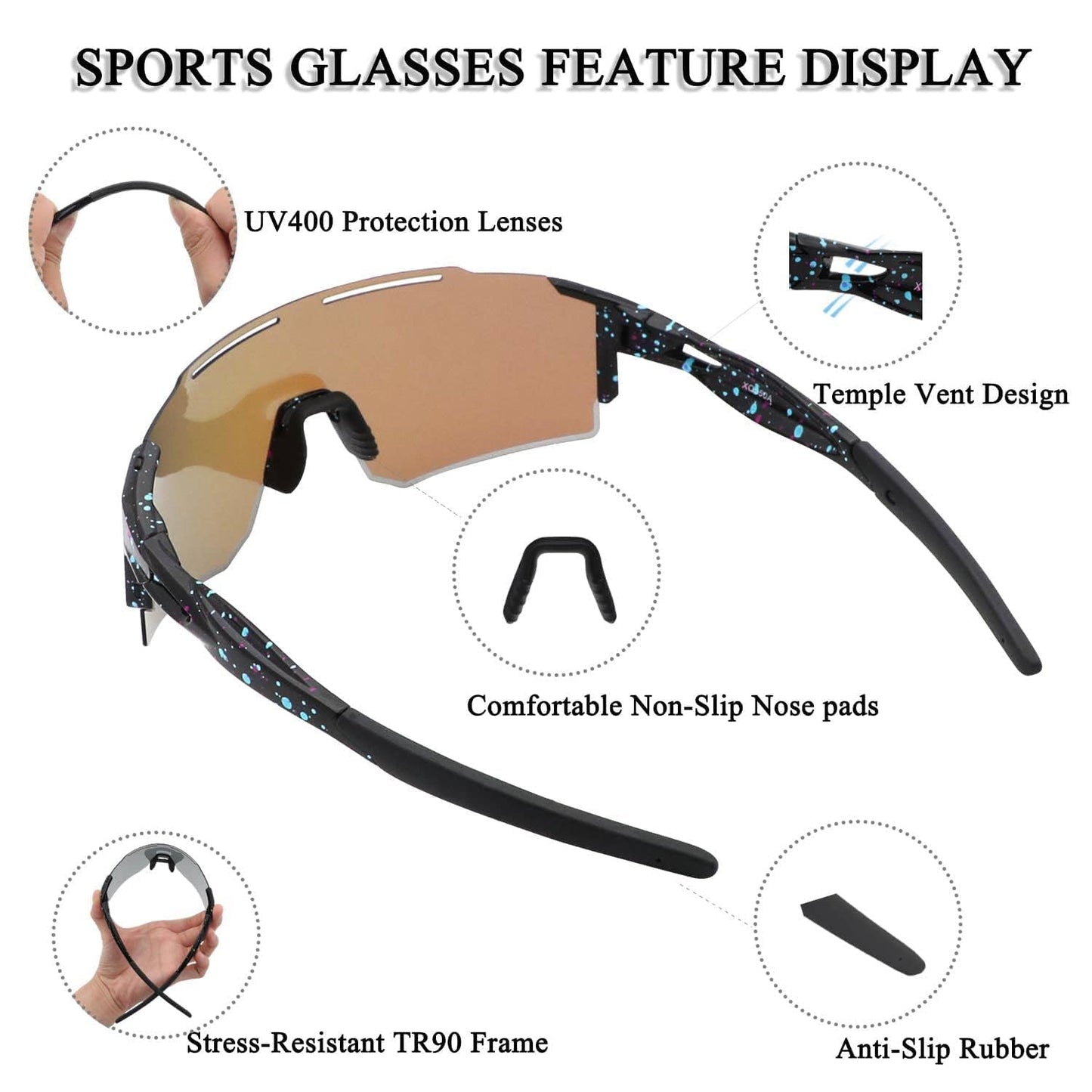 Eninedeuisou Sunglasses Bike Goggles for Men Women UV 400 Protection Protective Glasses MTB Sports Glasses for Outdoor Sports Cycling Driving Running Golf Baseball