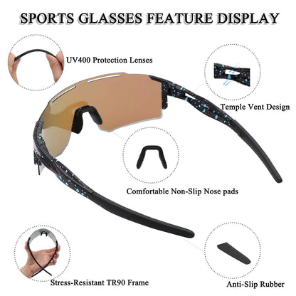 Eninedeuisou Sunglasses Bike Goggles for Men Women UV 400 Protection Protective Glasses MTB Sports Glasses for Outdoor Sports Cycling Driving Running Golf Baseball