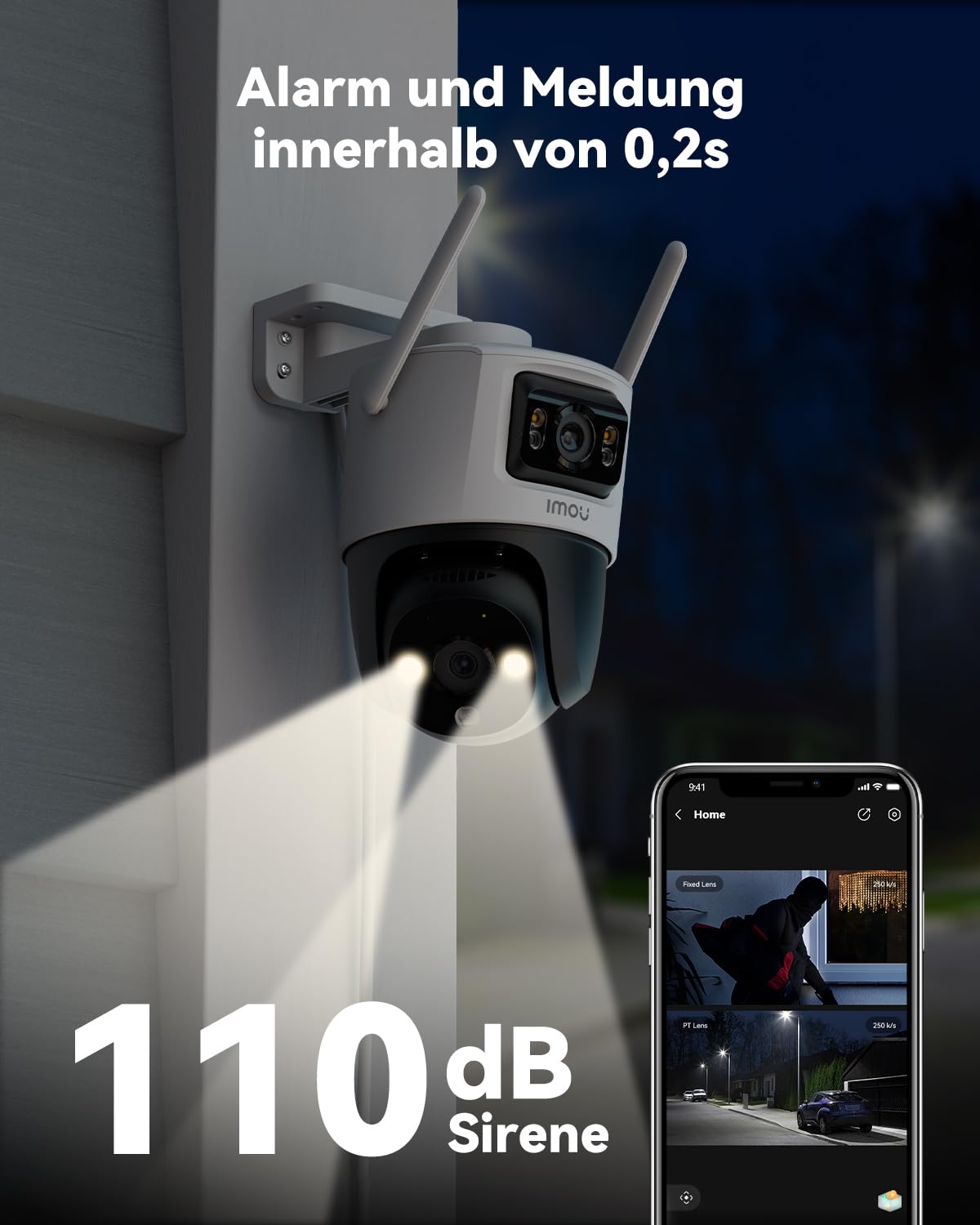 Imou 5MP+3MP Dual Cameras Outdoor Surveillance Camera with AI Human/Vehicle Detection, 360° PTZ Outdoor WiFi Surveillance Camera, Color Night Vision, Auto Tracking, Two-Way Audio, Siren, IP66.