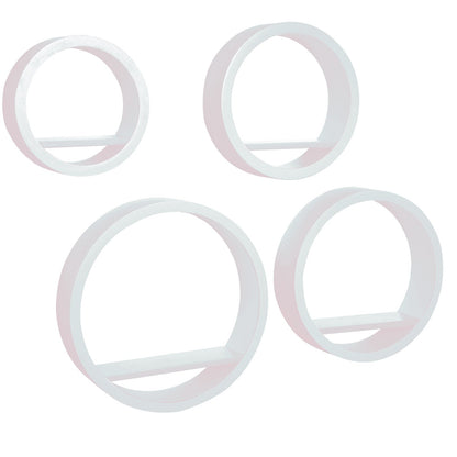 WOLTU wall shelf 4-piece set floating round shelves book, cube hanging shelf wall board, white, for office, living room, bedroom, kitchen, 39.6/34.5/29.5/24.5 cm diameter.