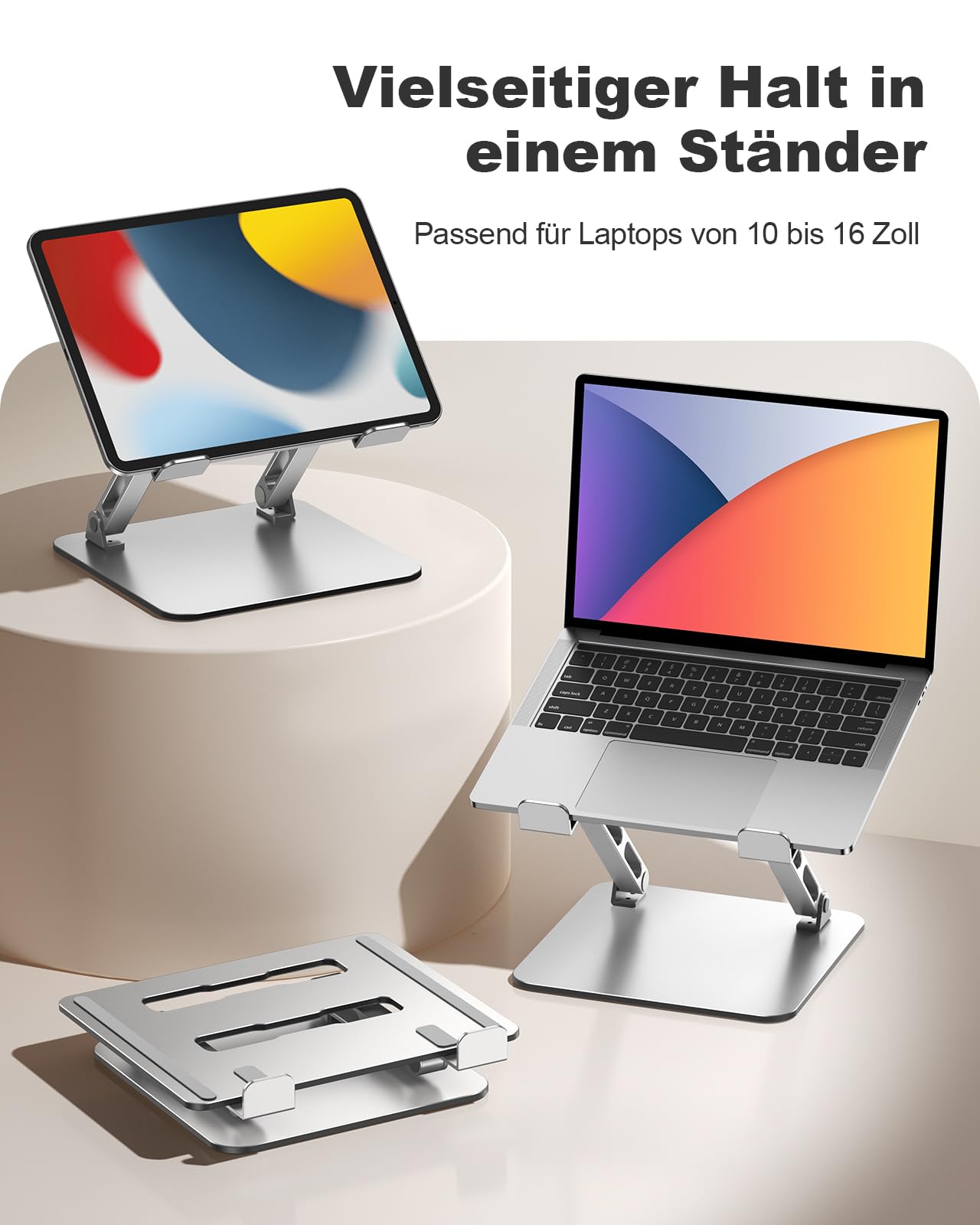 Babacom Laptop Stand Cooling Pad Adjustable & Ventilated with Double Bar Support, Ergonomic Lap Desk, Foldable & Portable Notebook Stand compatible with MacBook Air/Pro (10-16 inches)