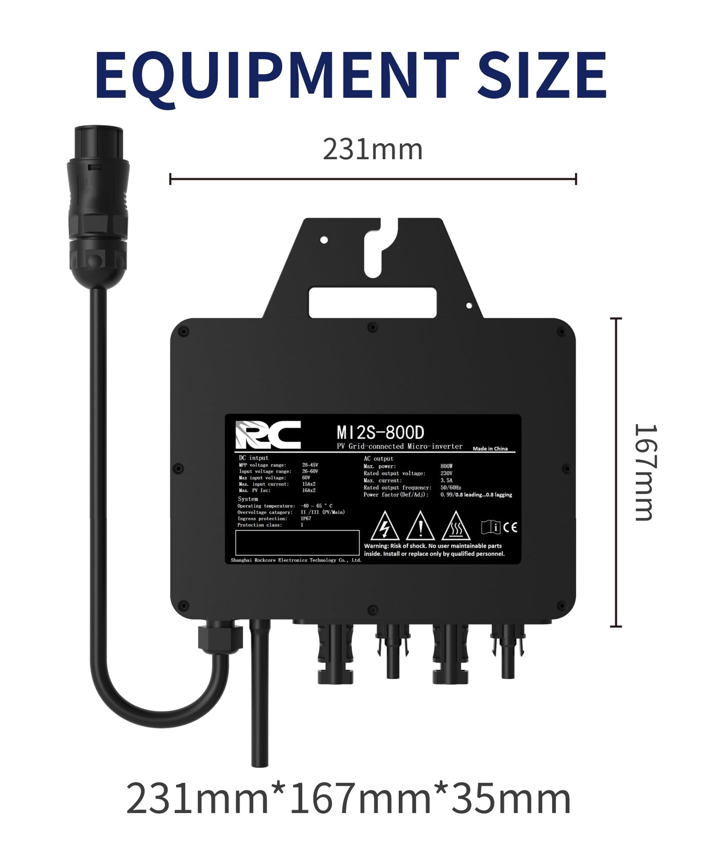 RC Micro Inverter 800W, 26-60V DC input, solar inverter MPPT micro grid-tie converter with WiFi monitoring for mobile phones, black, 0% VAT.