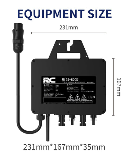 RC Micro Inverter 800W, 26-60V DC input, solar inverter MPPT micro grid-tie converter with WiFi monitoring for mobile phones, black, 0% VAT.