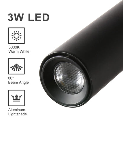 DAWALIGHT Swan Neck Lamp 2 Pack, 3W LED 3000K Warm White Wall Lamp Reading Lamp Wall Mount with Switch Bed Reading Light Wall Mount pure Bedroom, Aluminum, Black