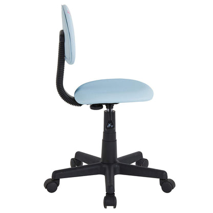 CARO-Möbel swivel chair Alpaca for children faux leather in light blue, kids' desk chair height adjustable ergonomically designed with llama motif, desk chair on castors.