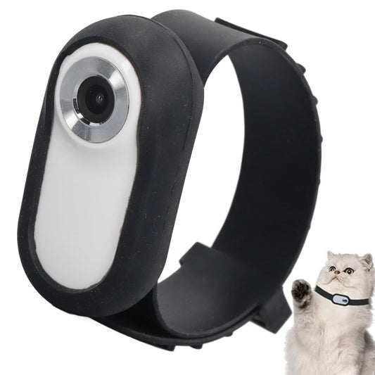 Jectse cat collar camera, no Wi-Fi required, 120-degree wide-angle pet camera, action camera with video recording, pet camera for indoor and outdoor use (White)