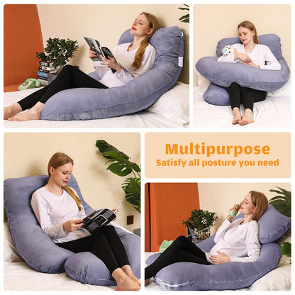 Chilling Home Pregnancy Pillow J Shape, Side Sleeper Pillow with Cover J Pillow Nursing Pillow large Support Pillow, Pillow for Women and Side Sleepers