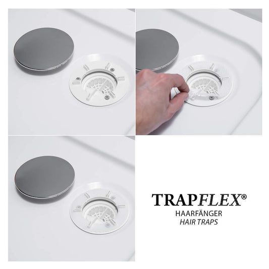 Trapflex Hair Catcher Set (50 pieces) | Hair sieve for drain fittings/shower drains | Diameter: 11cm | HF90 | Fits drains with valve covers (Geberit, Alcaplast, Nordona, Aquabad)