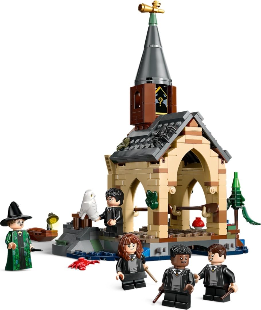 LEGO Harry Potter Hogwarts Castle Boathouse toy model for kids, includes 2 buildable boats and 5 minifigures, gift for girls, boys, and all fans ages 8+ 76426
