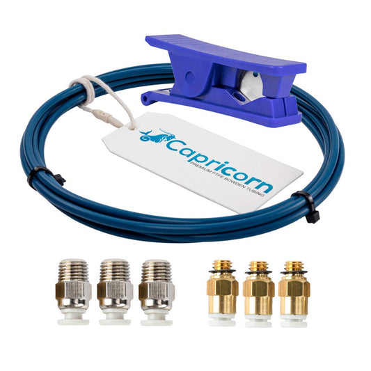 Sovol Capricorn PTFE tube blue tube 2 meters with 3 pieces PC4-M6 pneumatic fittings and 3 pieces PC4-M10 connectors for 3D printers 1.75mm filament.