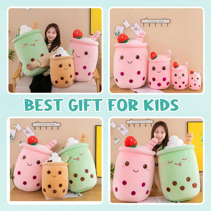Bubble Tea plush toy XXL cute pillow, Kawaii Bubble Tea Cup plushie Boba tea cup plush toy decor (Green, 50cm)