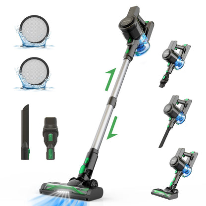 Vactidy V9 Cordless Vacuum Cleaner, 30KPa Cordless Vacuum with up to 45min runtime, cordless vacuum with LED light, lightweight battery vacuum, vacuum cleaner for pet hair on hard floors/carpet.