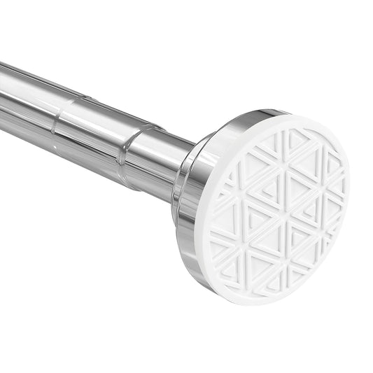 Foeska telescopic pole silver shower curtain rod without drilling made of stainless steel extendable clothes rail adjustable by turning secure grip for shower and bathtub (silver, 100-290cm)