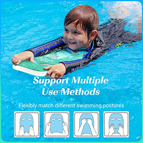 HeySplash Swimming Kickboard for Kids with Handles and Cartoon Pattern, suitable for children aged 3-6. Great for swimming training and learning different swimming styles. Color: Ice Blue.