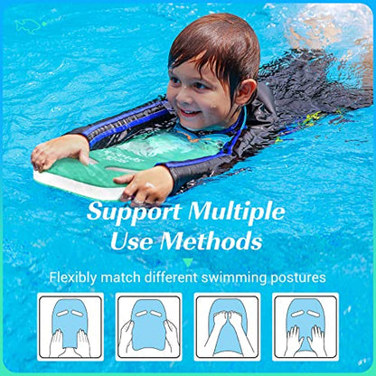 HeySplash Swimming Kickboard for Kids with Handles and Cartoon Pattern, suitable for children aged 3-6. Great for swimming training and learning different swimming styles. Color: Ice Blue.