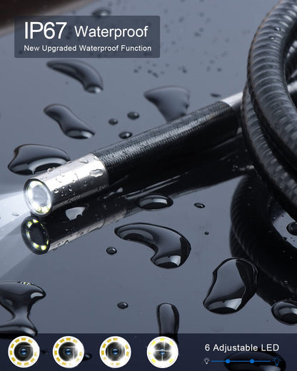 Ralcam Endoscope Camera with Light - 6.2mm Inspection Camera 4.3" HD 720P Pipe Camera, Cameras with 6 LED, IP67 Waterproof 2m Flexible Channel Camera Telescopic Camera Automotive Tool