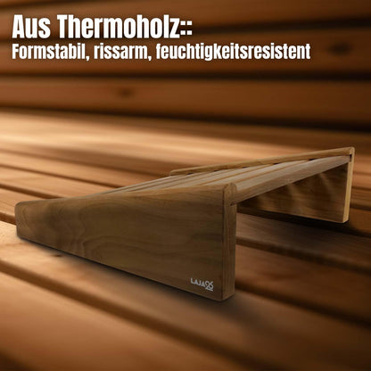 LaJa26 sauna headrest Thermo FSC aspen wood - ideal for neck and shoulders - durable - ergonomic - relaxing and long-lasting - can also be used as a back or footrest - handmade in Europe