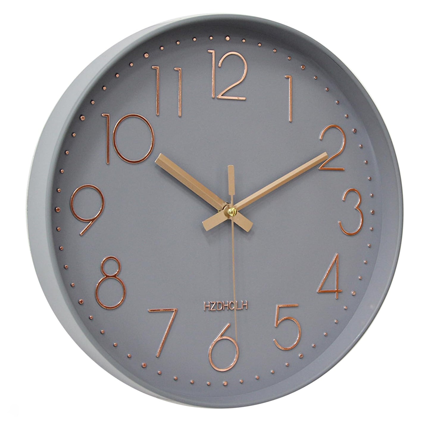 HZDHCLH Funk Wall Clock 30 cm Silent Wall Clock No Ticking Noise, Modern Battery Operated Clock for Home, Kitchen, Living Room, Office, Wall Decoration (Gray Gold)
