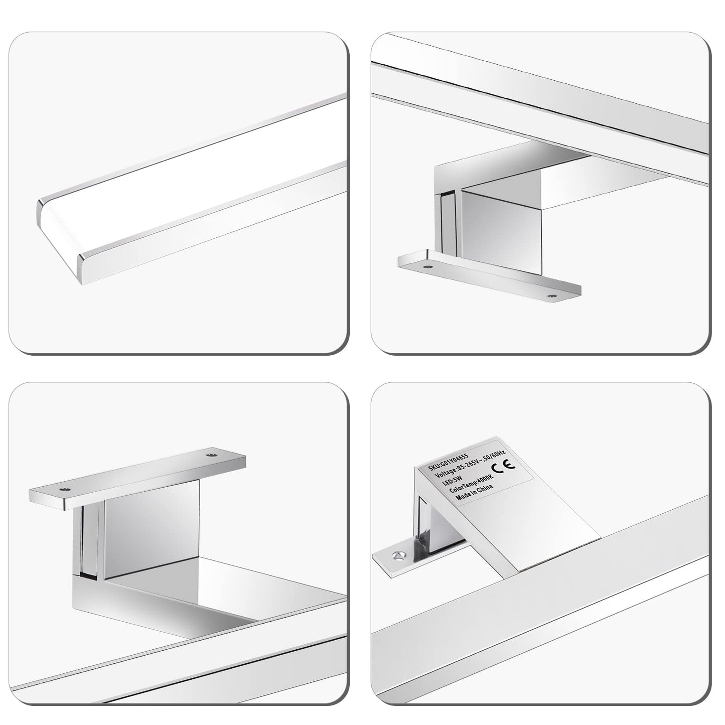 ERWEY 2 in 1 LED Mirror Light IP44 Bathroom Light Neutral White Makeup Light 230V Cabinet Light Mirror Cabinet Surface Mount Light Bathroom Clamp Light Wall Light (30cm 4000K 5W)