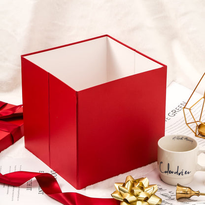 RUSPEPA Medium Birthday Gift Box with Lid, Ribbon, and Tissue Paper, Foldable Gift Box - 1 Piece, 10 x 10 x 10 inches, Red