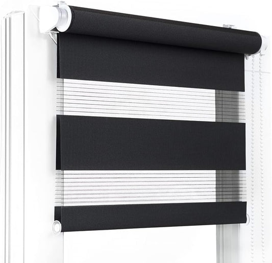 Window DECOR - Window blinds in black - Clamp-fix blinds without drilling 150 x 110 cm - Double blinds with a wide range of sizes and colors - Blackout blinds, easy to install