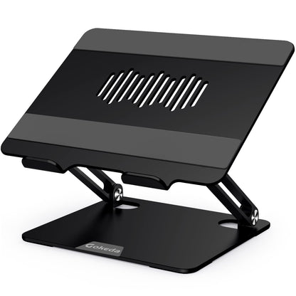Gokeda Laptop Stand, aluminum ergonomic stand for desk, notebook stand with ventilation opening, compatible with MacBook Air/Pro, Dell, HP, Lenovo, and other 10-15.6" laptops.
