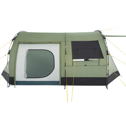 CampFeuer Tent Super+ for 4 persons | Olive green/Black | XXL tunnel tent with 2 entrances and awning, 3000 mm water column | Tent with vestibule and groundsheet, group tent, camping tent family tent