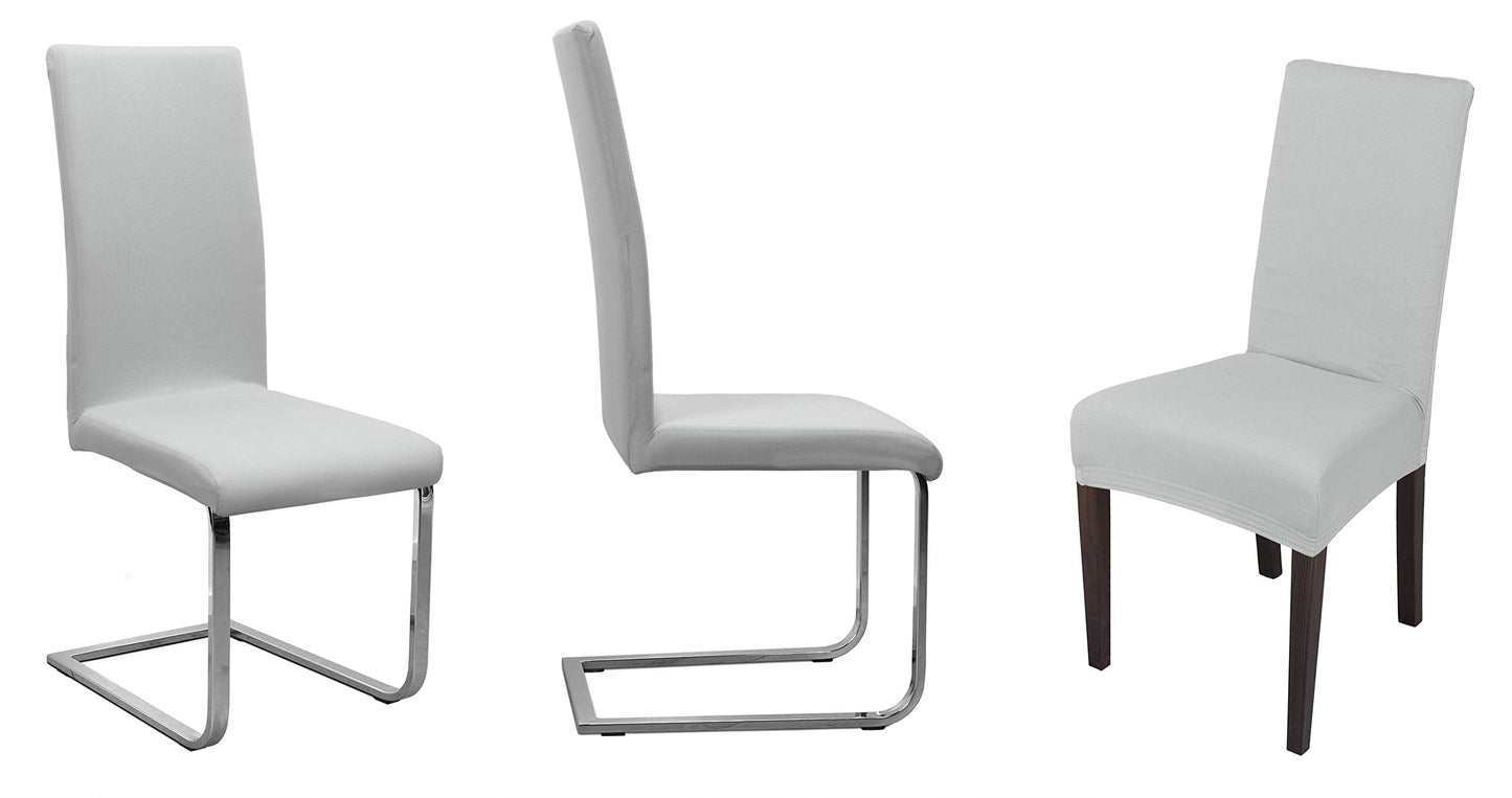 BEAUTEX 6-piece Jersey chair cover set, elastic stretch cover made of cotton bi-elastic, color selectable (light grey)