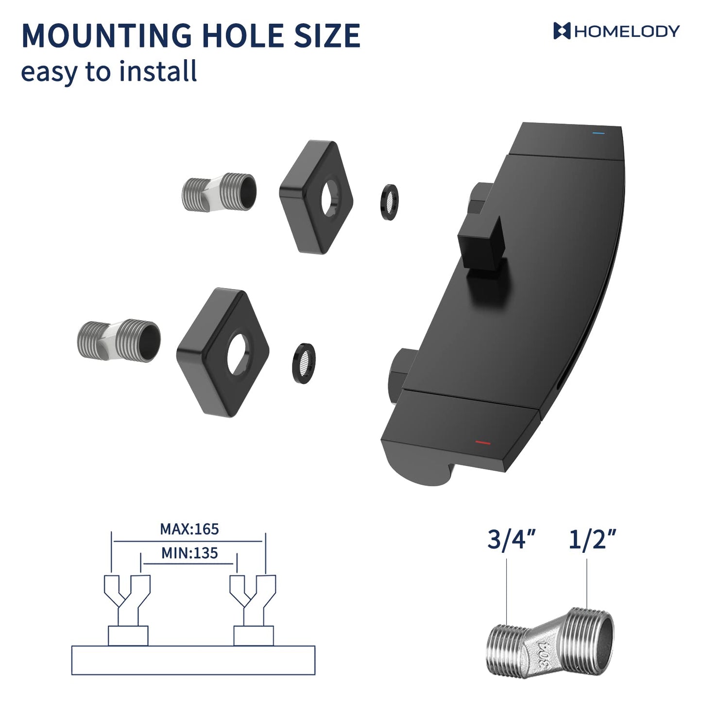 HOMELODY Black Bathtub Faucet Waterfall Faucet Tub Mixer with Shower Tub Faucet...