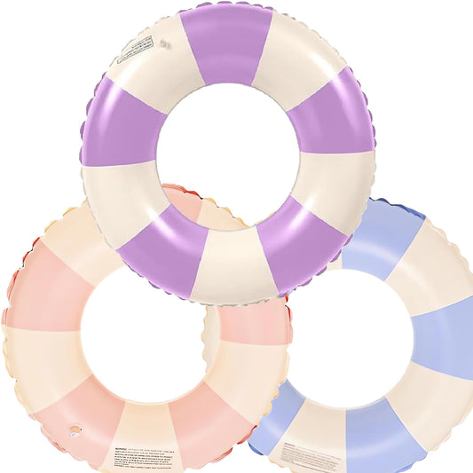 3 PCS Swimming Ring for Adults, Inflatable Swim Float Ring, Inflatable Pool Floats, Swim Tube for Summer Pool Party (Blue+Pink+Purple)