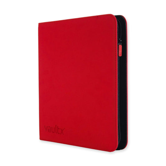 Vault X 12 XL Pocket Trading Card Binder with Zipper, 624 Cards, Premium Exo-Tec Album Material, 26 Side-Loading Pages, Collectors Binder for Trading Card Games, Sports Cards, TCG (Red)