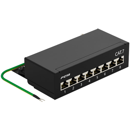 FGB CAT 7 Patch Panel Distribution Box 8 Port - Table/Wall Mount/Desktop Shielded 8X RJ45 Socket - LSA Distribution Box for Gigabit Network Switch.