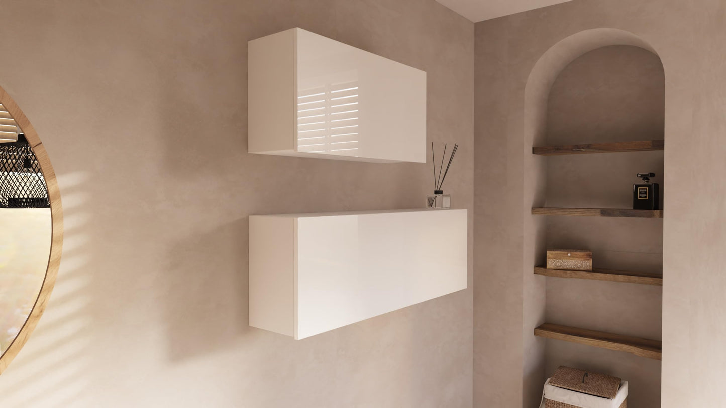 PLATAN ROOM bathroom cabinet 80/120/160/200/240 wide bathroom furniture folding wall cabinet glossy matt white (white matt/white glossy, 80 x 40 x 25)