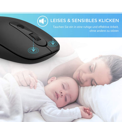 Seenda Wireless 2.4GHz Mouse [2-in-1] with USB-C Receiver - Quiet USB-C Wireless Mouse for PC, Laptop, MacBook, Tablet & Windows - 2400 DPI - Black.
