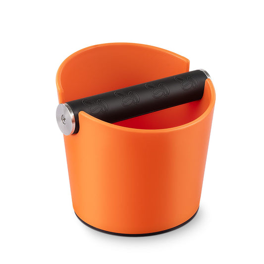 Portafilter Espresso Knock Box Coffee Grounds Container Knock Box Barista Style with Removable Metal Knock Bar and Non-Slip Base Orange