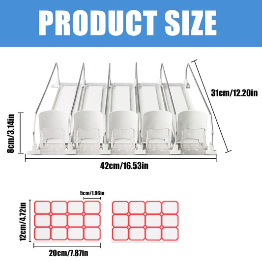 ZIOYA Refrigerator Can Organizer White AVCE Sticker Refrigerator Organizer Drink Can Dispenser Can Holder for 25 Beverage Cans Drinks Beer Soda Storage