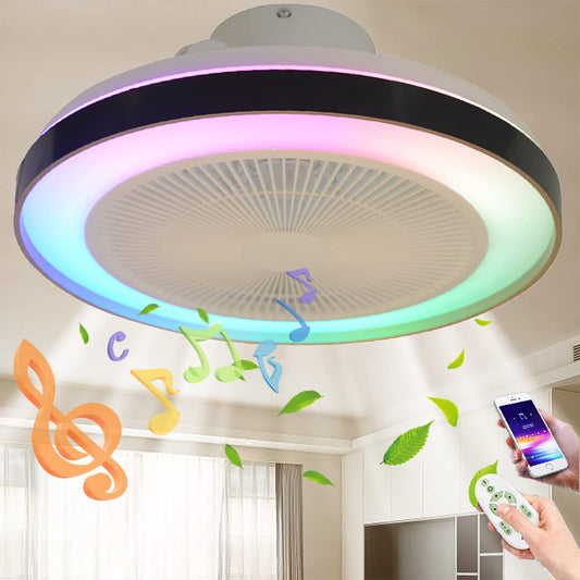 LED RGB ceiling light with fan Silent ceiling fan with lighting and remote control Dimmable Bluetooth speaker music fan lamp Modern ceiling lamp for bedroom living room fan 🙂