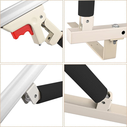 Swociro Folding Bed Rail Safety Side Guard for Elderly, Adults Support Handle Protection Rail Handicap Bedrail Hospital, With Storage Bag (White, 96x40cm)