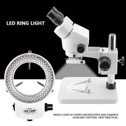 Microscope Camera 144 LED Beads Light Source Brightness Adjustable Ring Lamp (White EU Plug 110-220V)