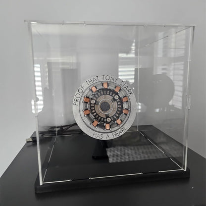 Acrylic display case for Lego 10309 21265 75328 76428 Helmet, glass showcase acrylic box transparent cube for figure collector's toys with wood-plastic base, black interior 20x20x20 cm