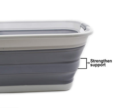 SAMMART 42L Collapsible Plastic Laundry Basket - foldable Pop-Up Storage Container/Organizer - portable Wash Bin - space-saving Laundry Hamper (Gray, 1)