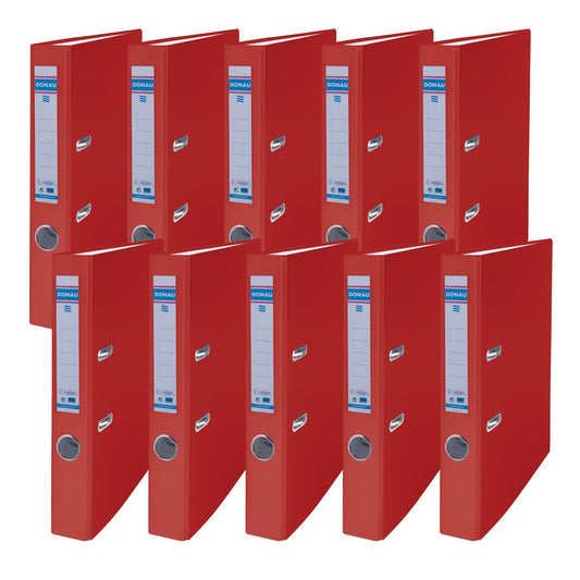 DANUBE Master Folder Narrow 10 Pack FSC/A4 / 5 cm / 10 Pieces/Red/Plastic Cover PP/Cardboard Paper Slotted Folder Office Binder File Ring Binder/ Green Dot