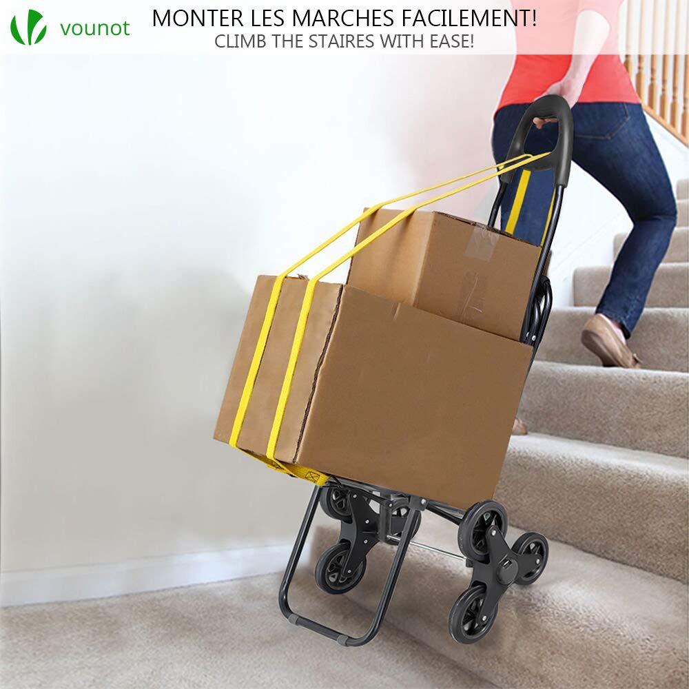 VOUNOT shopping trolley with cooler compartment, collapsible shopping cart with 3 wheels, 40 L, black.