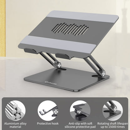 Gokeda laptop stand, ergonomic aluminum stand for desk, notebook stand with ventilation hole, compatible with MacBook Air/Pro, Dell, HP, Lenovo, and other 10-15.6" laptops.