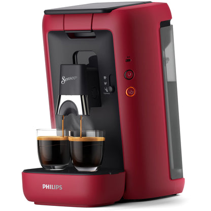 Philips Senseo Maestro coffee pod machine with coffee strength selection, Intense Plus Technology and Memo function, 1.2 liter water tank, made from recycled plastic, color: Red (CSA260/90)